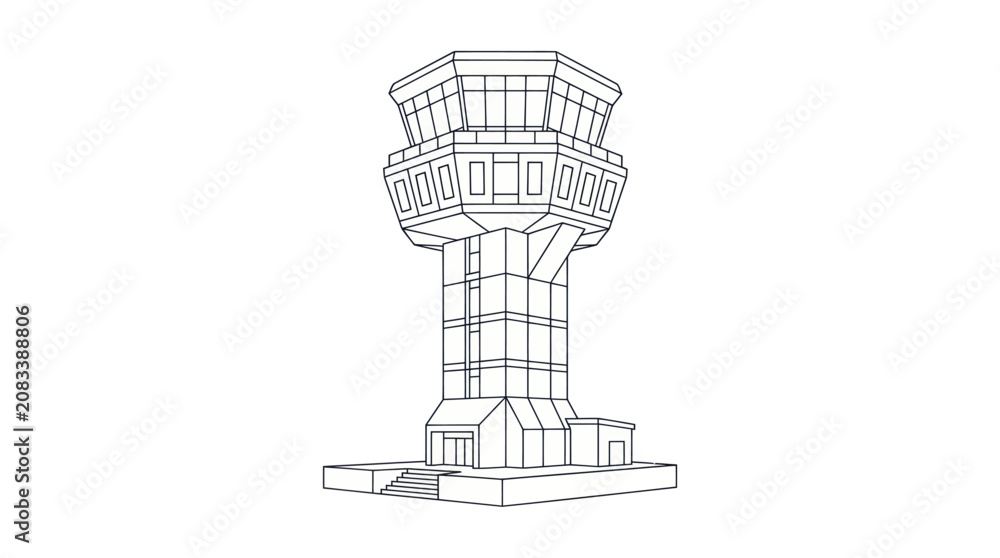 Fototapeta premium Airport Control Tower Vector Illustration