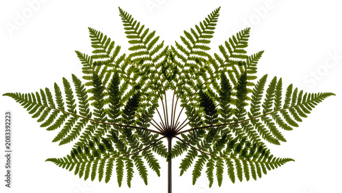Fotografie Green fern frond symmetrical pattern