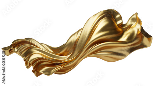 Vászonkép Flowing golden fabric wave with soft folds and highlights