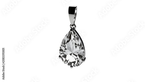 Konstfotografi Pear cut clear diamond pendant with silver bail