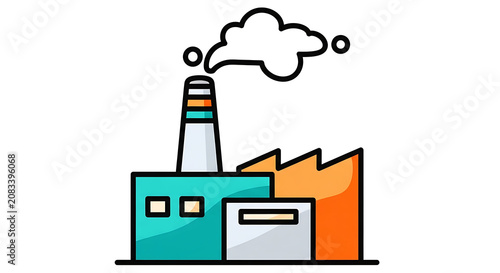 Industrial factory with smokestack