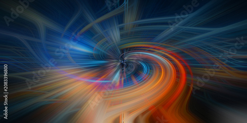 Cuadro en lienzo Swirling vortex of bright light trails in deep cosmic space creating dynamic energy explosion effect for futuristic visual art style