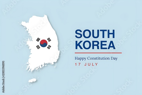 South korea constitution day celebration with map and flag illustration
