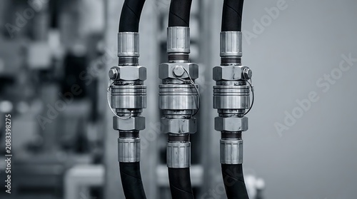 Steel pipe couplings and industrial rubber hoses inside a manufacturing facility