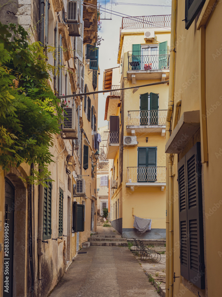 Fototapeta premium street in the old town of corfu Greece