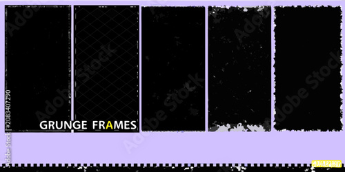 Fotografía Five Vertical Rectangular Grunge Frames On Light Purple Background