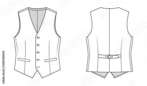 Foto Men's formal suit vest vector fashion flat design with back buckle