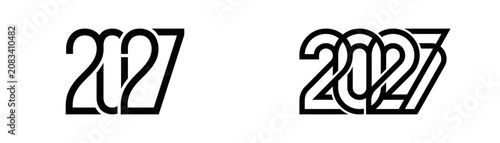 Year 2027 Typography Design - Modern Numbers for Future Events & Celebrations