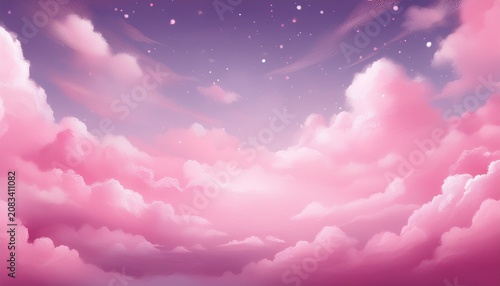 dreamy pink sparkling cloudscape calm pink sky and clouds background with room for text copy