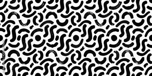 Foto Black and white abstract brush stroke pattern seamless repeating texture