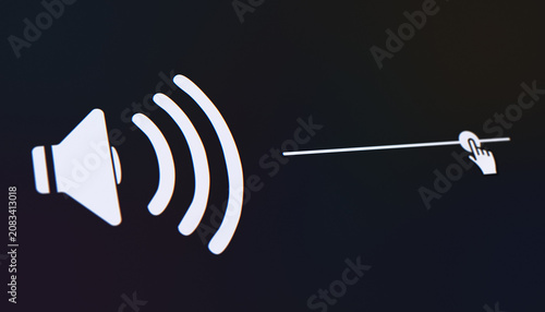 Foto Illustration of a audio volume level control icon, sound volume slider interface - close-up