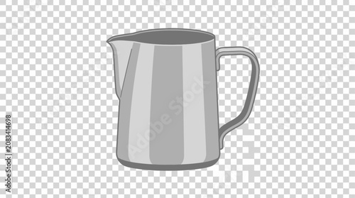 Minimalist Gray Stainless Steel Pitcher Illustration Isolated on Transparent Background for Kitchen and Dining