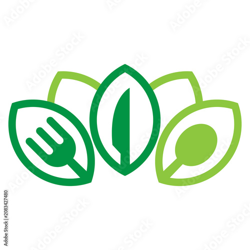 Healthy Food Icons with Leaves