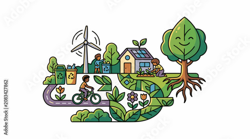 Diverse eco-friendly activities foster a vibrant sustainable natural environment