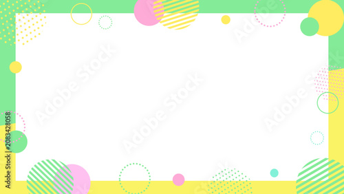 Cute, pop-style background frame with pastel-colored geometric shapes.