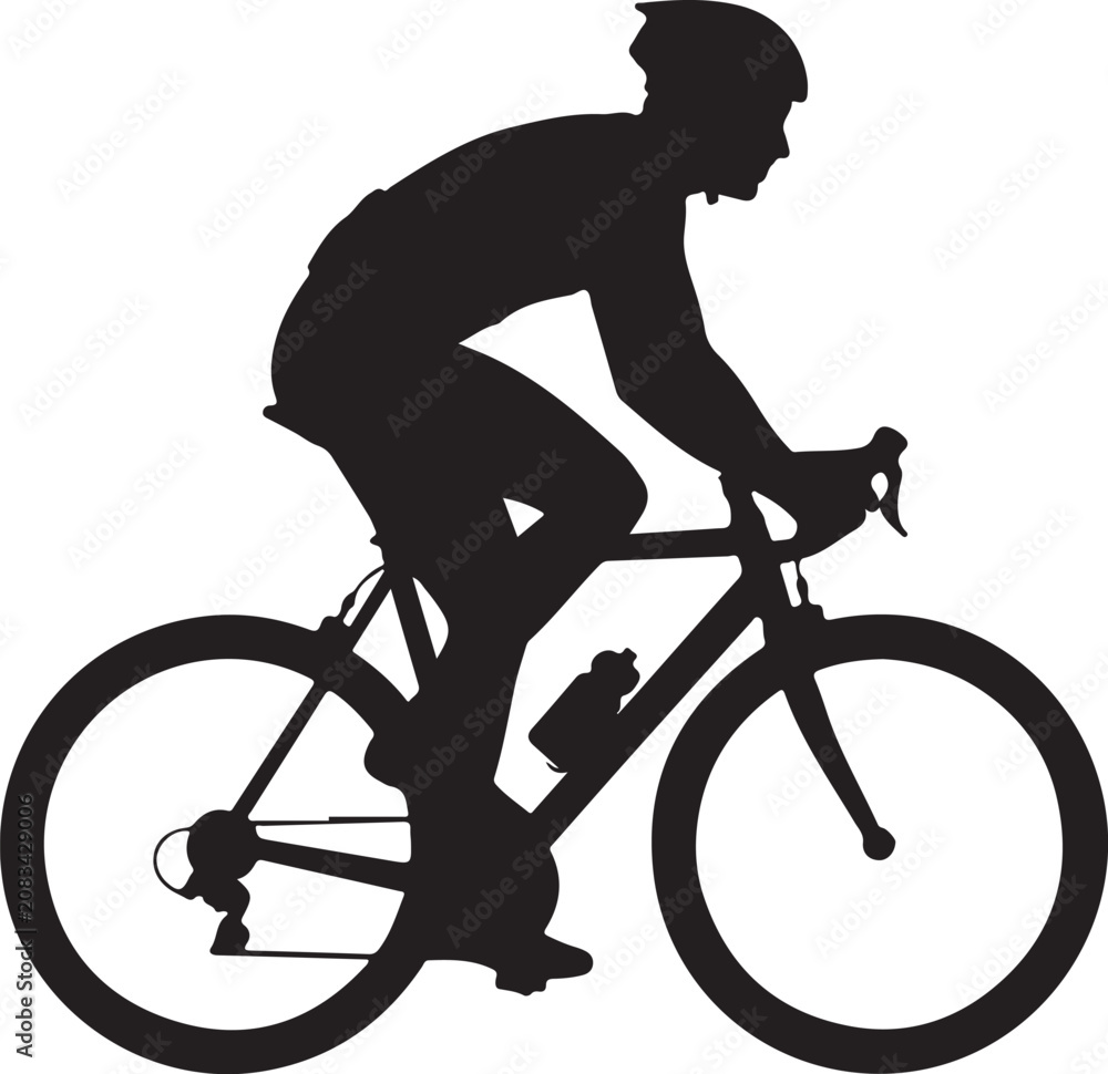 Obraz premium Cycling silhouette, bicycle rider icon, black cyclist, bike vector