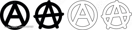 фотографія Anarchy symbol variations in black and white outlines