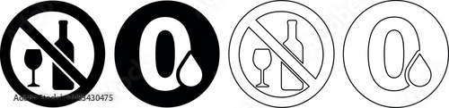 Photos Set of prohibition signs for alcohol and zero alcohol content