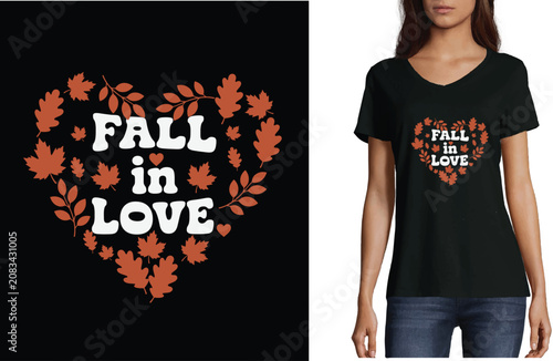 Fotografía Autumn Fall in Love T-shirt Design
