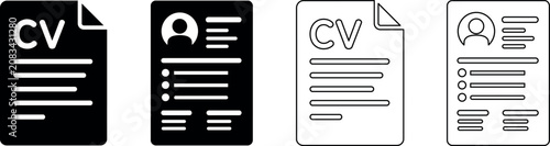 Tableau sur toile Set of CV icons representing resume and curriculum vitae documents