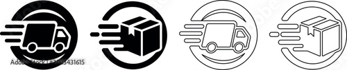 Foto Fast delivery truck and package icons representing quick shipping services