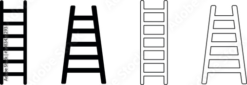 Bild auf Leinwand Collection of four ladder icons in solid black and outline styles