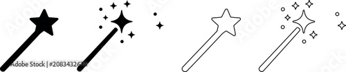 Foto Magic wand with sparkling stars and dots, representing fantasy and enchantment