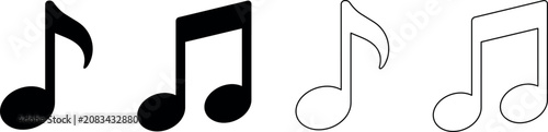 Photos Set of musical notes including filled and outlined eighth and sixteenth notes