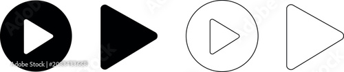 Fényképezés Collection of four distinct play button icons in black and white