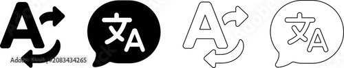 Canvas Print Language translation icon with arrows and text symbols