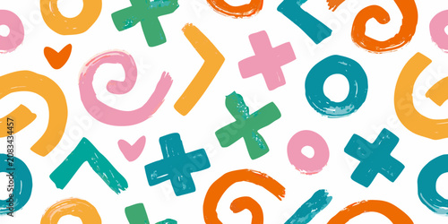 Canvastavla Colorful brush stroke pattern with abstract shapes and playful forms
