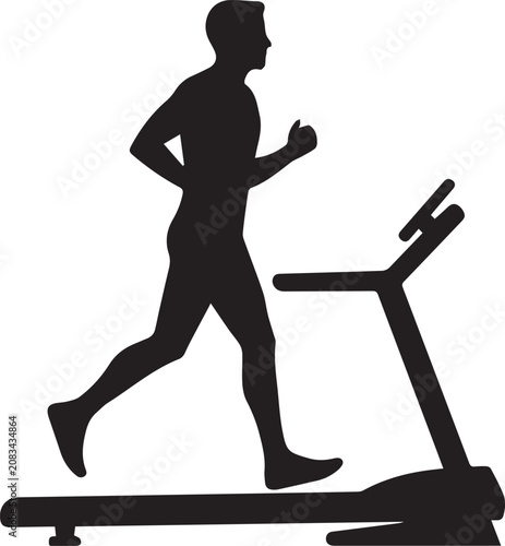 Treadmill Running Workout Silhouette Cardio Fitness Vector Icon