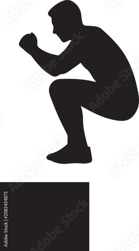 Box Jump Workout Silhouette CrossFit Plyometric Exercise Vector Icon