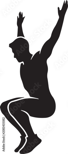 Squat Jump Workout Silhouette CrossFit Plyometric Training Vector Icon