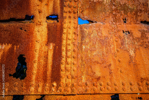 Cuadro en lienzo Rusted Iron Plates and Rivets