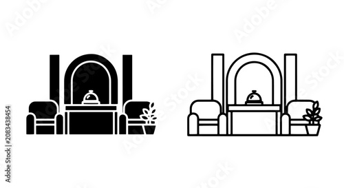 Φωτογραφία Concierge desk bell icon set with check in concierge reception