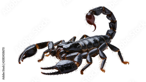 Foto Black scorpion with curved tail and pincers