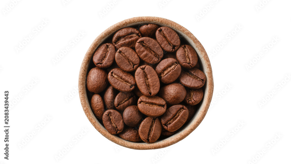 Fototapeta premium Roasted coffee beans in a ceramic bowl