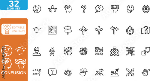 Quadro su tela Confusion line editable Icons set