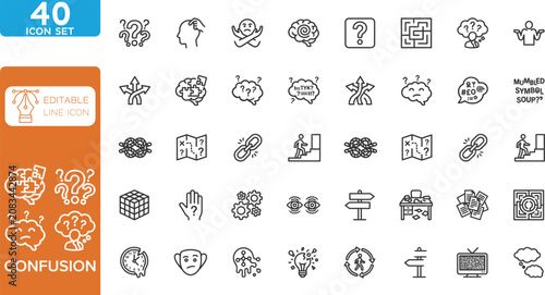 Foto Confusion line editable Icons set