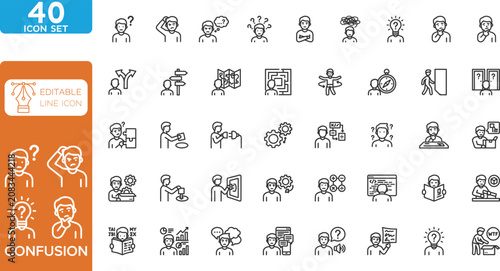 Foto Confusion line editable Icons set