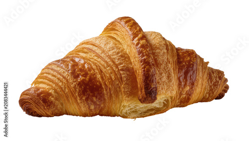 Photos Golden brown flaky croissant pastry with layers