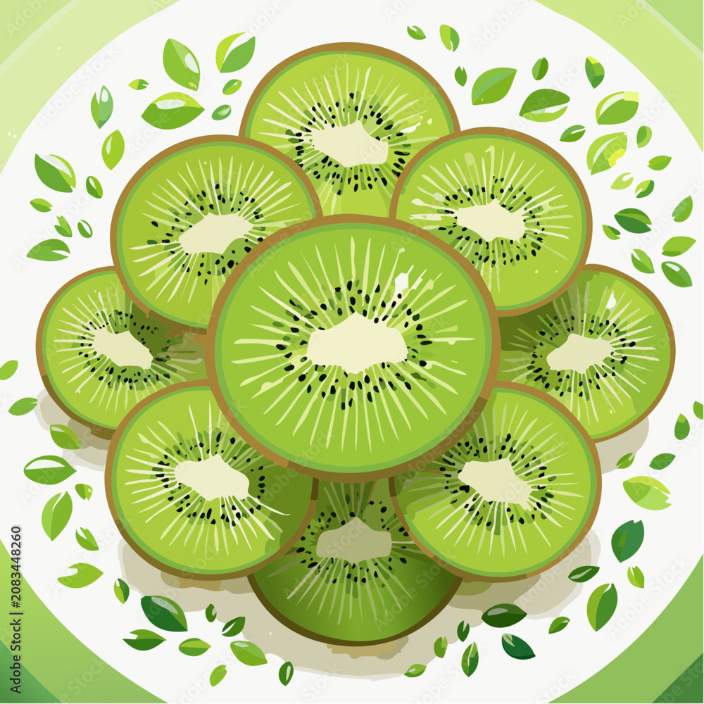 Fototapeta premium Kiwi-Scheiben dekorativ angeordnet