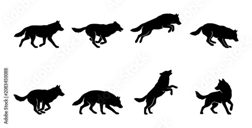 Foto Wolf Silhouette Animation Pack, Canine Action Poses, Wild Animal Motion Graphics