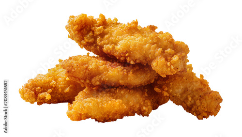 Фотография Crispy golden fried chicken tenders stack