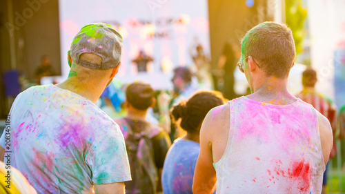 Принти на полотні Montreal, Canada - June 28 2026: Holi celebration in downtown Montreal bursts wi