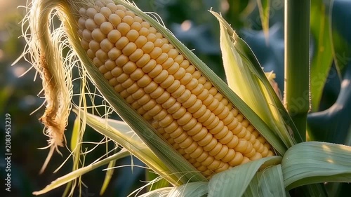 Golden ears of corn in the field