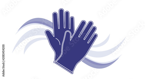Pair Of Protective Gloves In Blue Against White Background Modern Minimalist Illustration