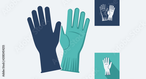 Pair Of Protective Gloves Illustration For Health And Hygiene In A Minimalist Style