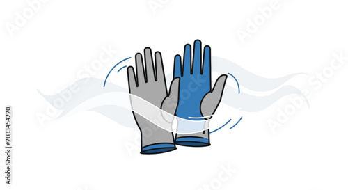 Pair Of Protective Gloves In Action Presenting Cleanliness, Hygiene And Safety